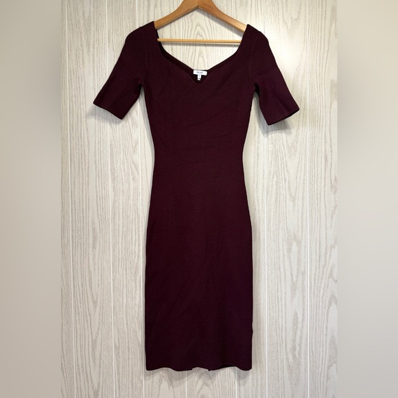 Reiss Olivia Sweetheart Neck Ribbed Midi Dress Women’s Small EUC Burgundy - Picture 8 of 8